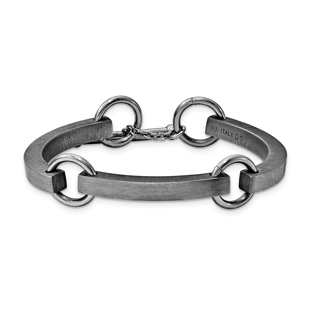 Sterling Silver Black Plate small Vicenza Staus Link Bracelet