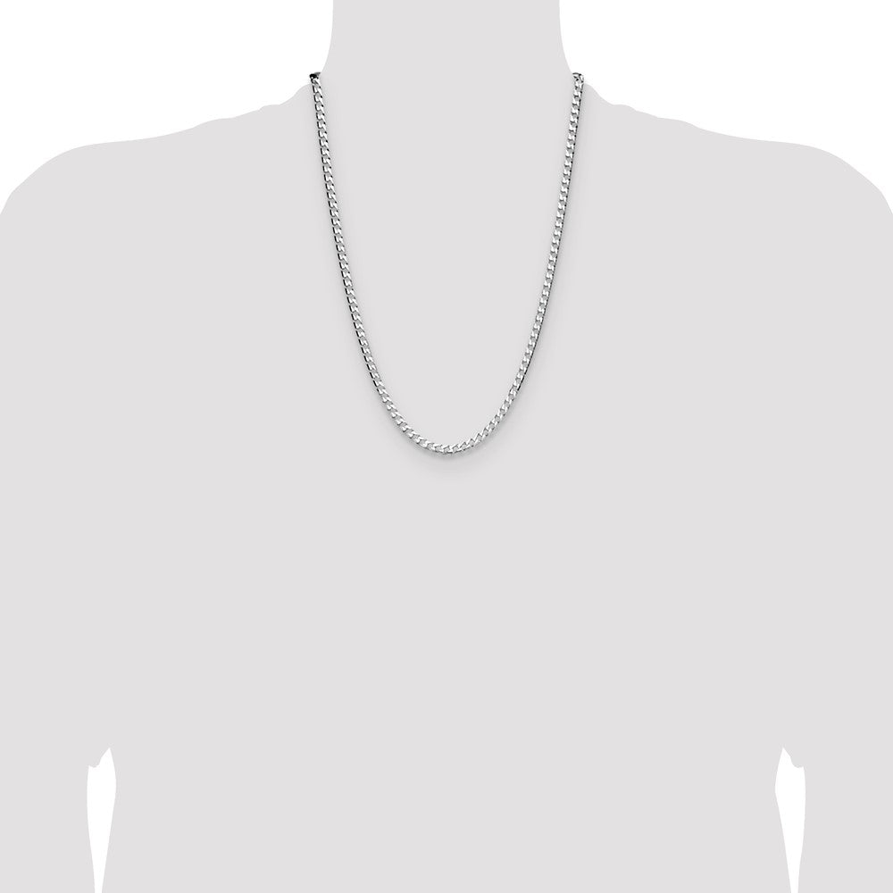 Sterling Silver Rhodium-plated 4mm D/C Square Curb Chain