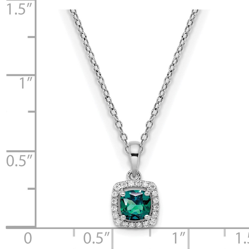 SS ANT Created Alexandrite and Diamond Pendant w/ chain
