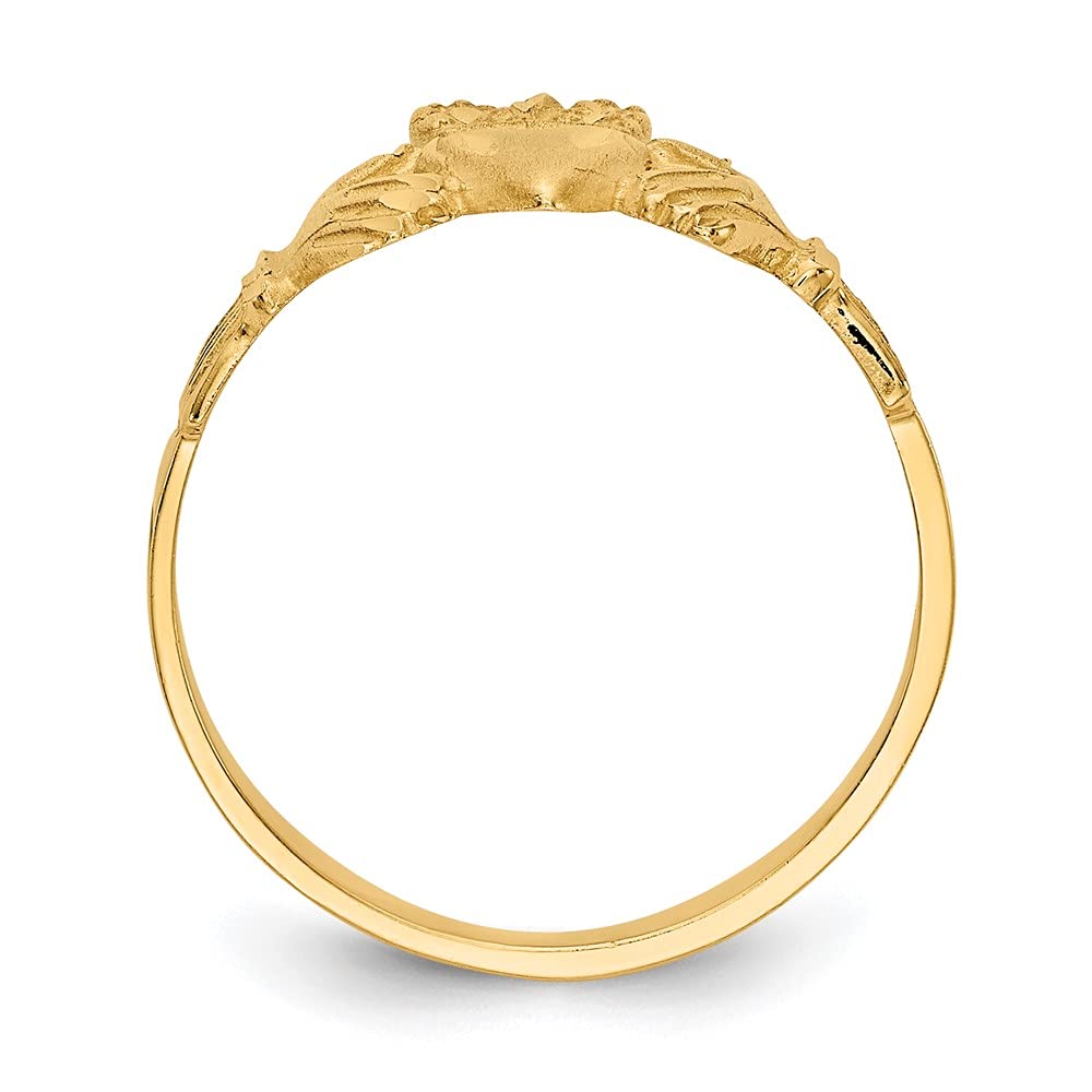 14K Satin and Diamond-cut Claddagh Ring size 6
