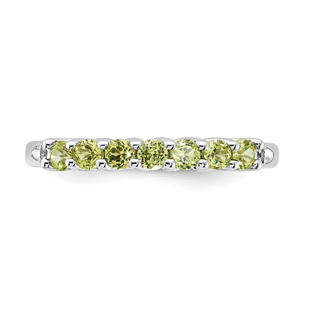 10K White Gold Polished Peridot and Diamond Ring