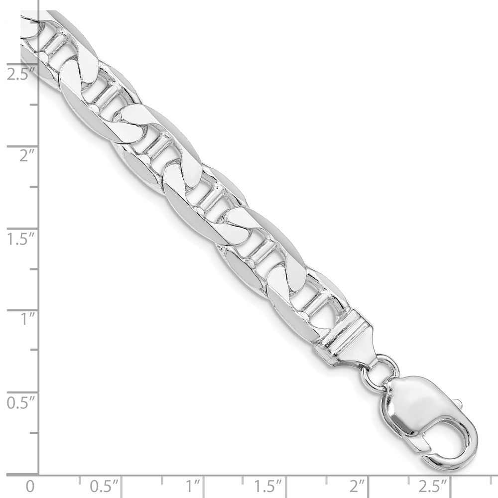 Sterling Silver Rhodium-plated 9.5mm Flat Anchor Chain 8 inches