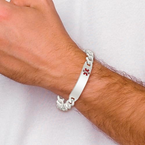 Sterling Silver Polished Medical Curb Link ID Bracelet 7.5 inches