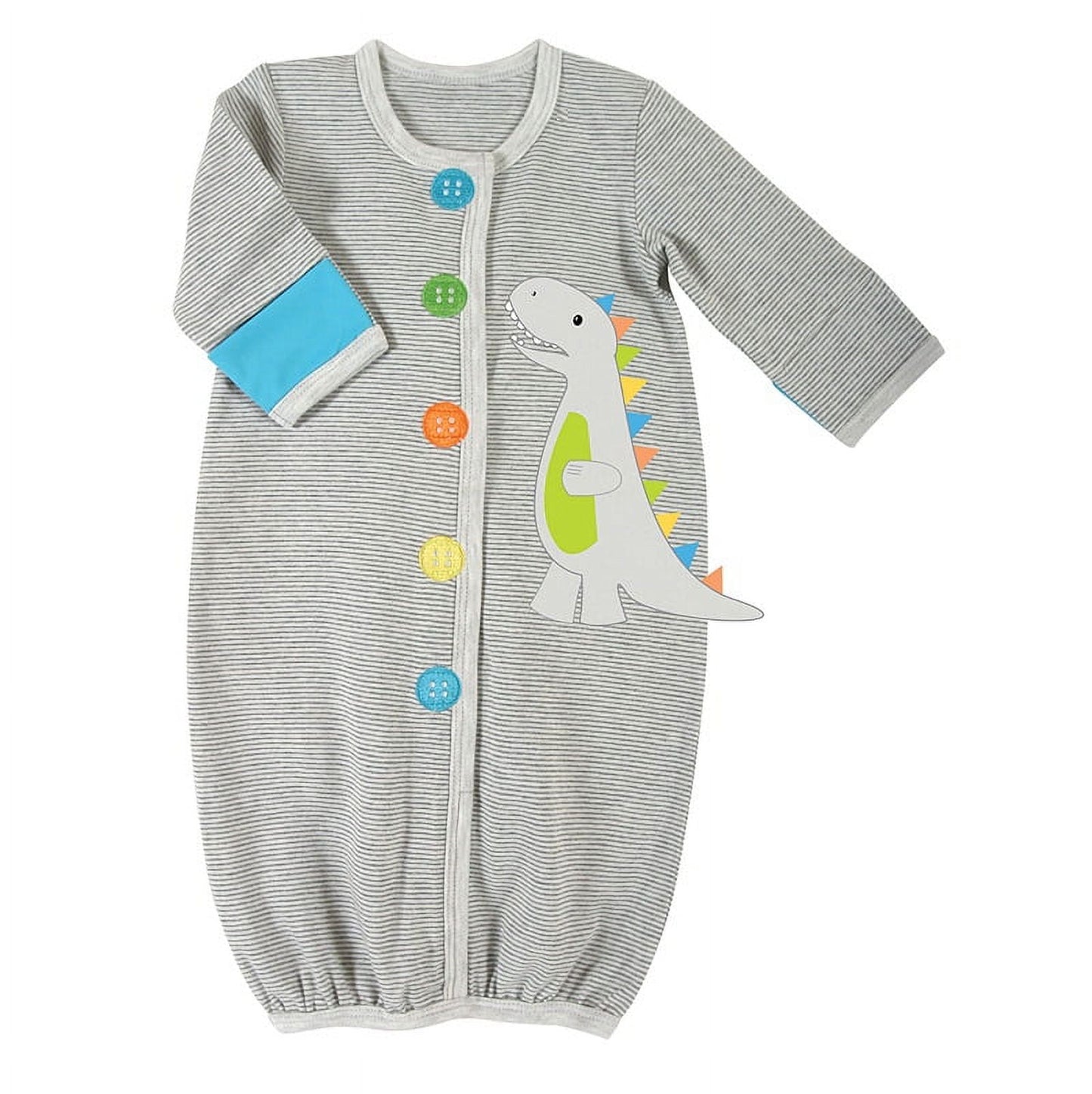 Stephan Baby 600517 6 Months Newborn Infant Boy Dinosaur Gown Gray - Pack of 2