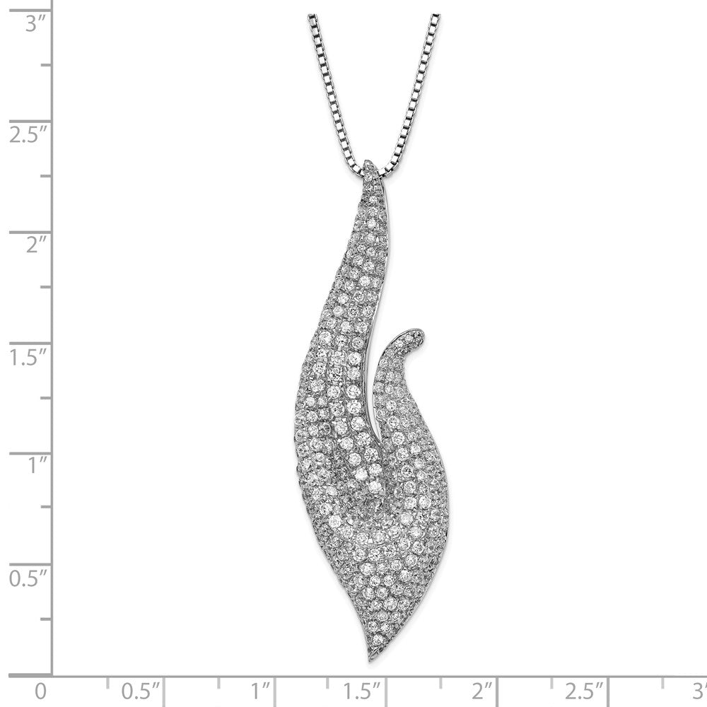 Sterling Silver & CZ Brilliant Embers Flame Necklace