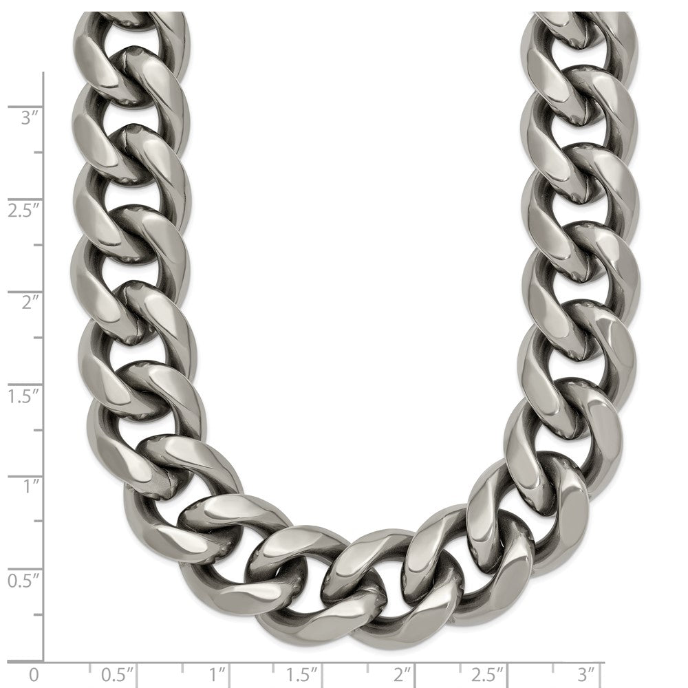 Titanium Polished 14.50mm Curb 22in Necklace