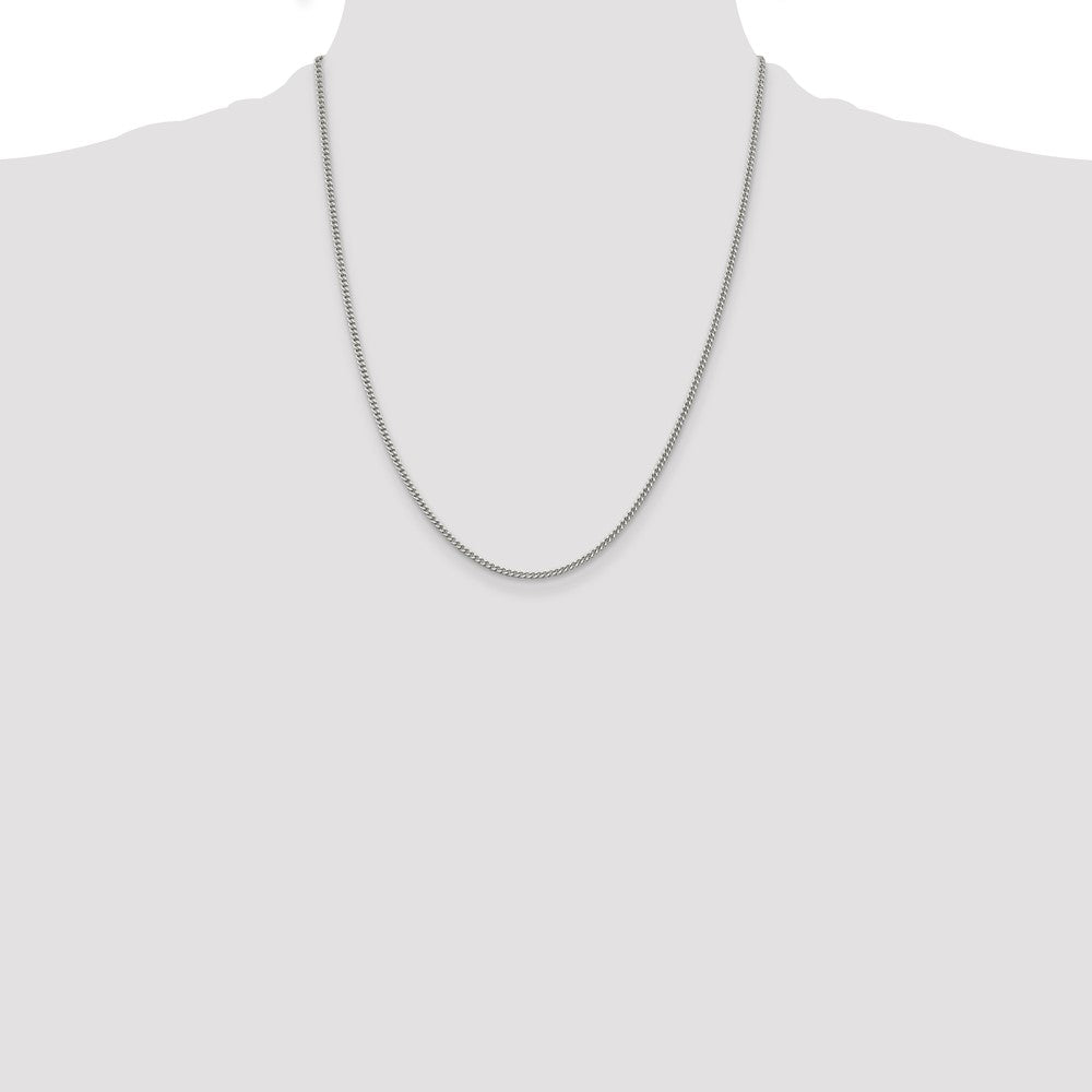 Sterling Silver Rhodium-plated 2mm Curb Chain 22 Inches