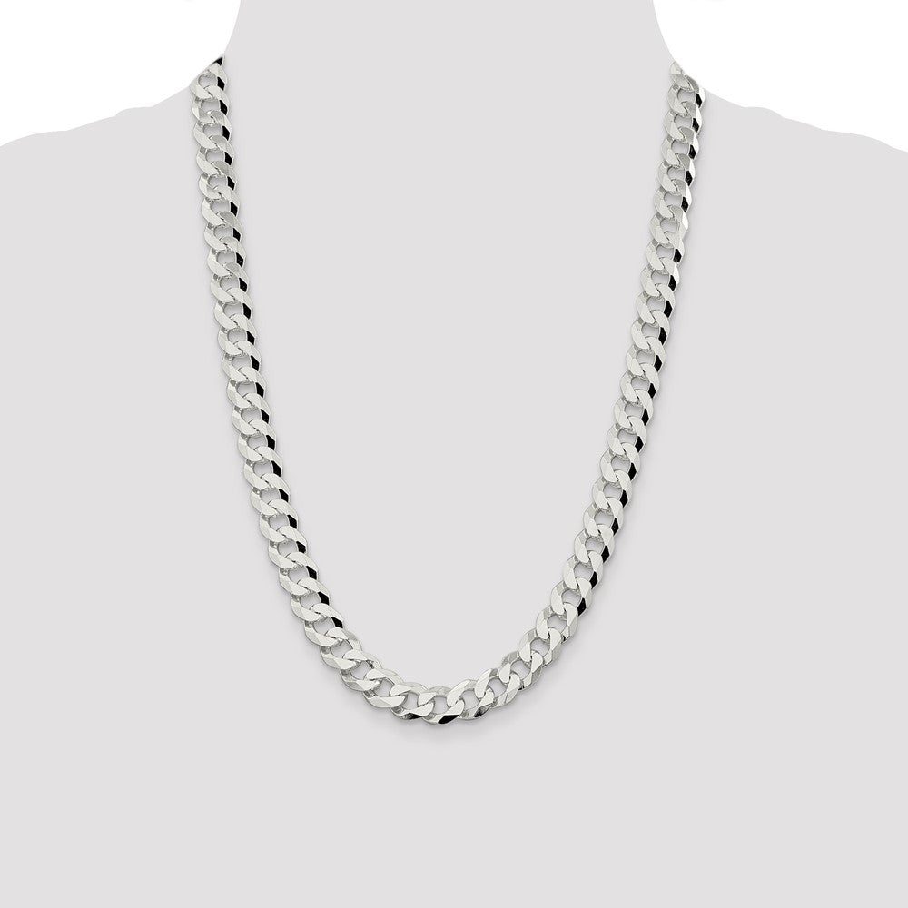 Sterling Silver 10.6mm Beveled Curb Chain 24 Inches
