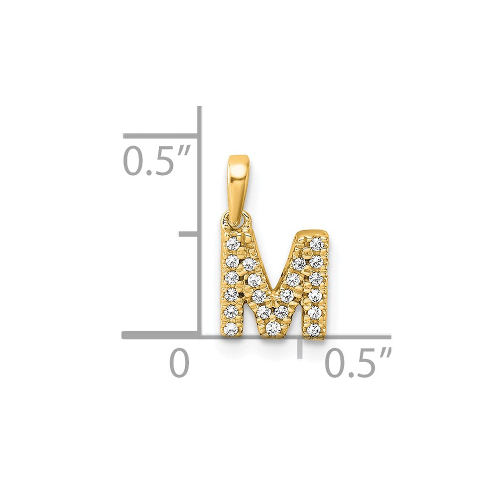 14K Diamond Letter M Initial with Bail Pendant