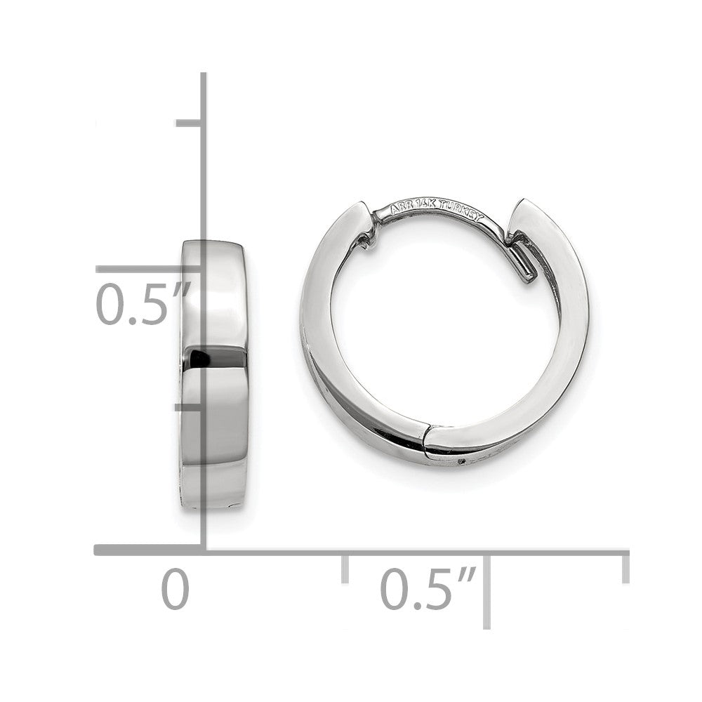 10k White Gold Round Hinged Hoop Earrings