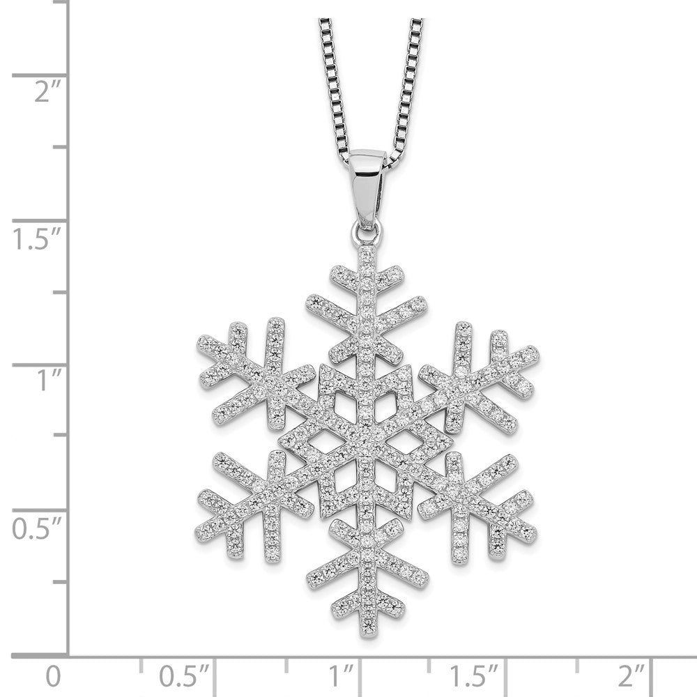 Brilliant Embers Sterling Silver Rhodium-plated 205 Stone 18 inch Micro Pav‚ CZ Snowflake Necklace with 2 Inch Extender 18 Inches
