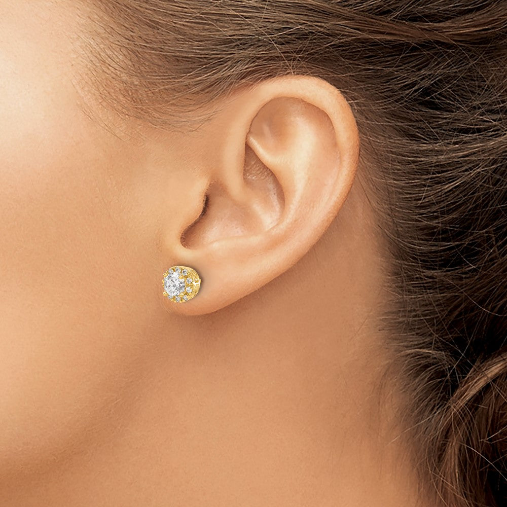 14K Gold Diamond Semi-Mount Stud Earrings