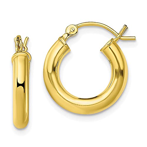 Sterling Silver Gold-Tone Polished 3x15mm Hoop Earrings