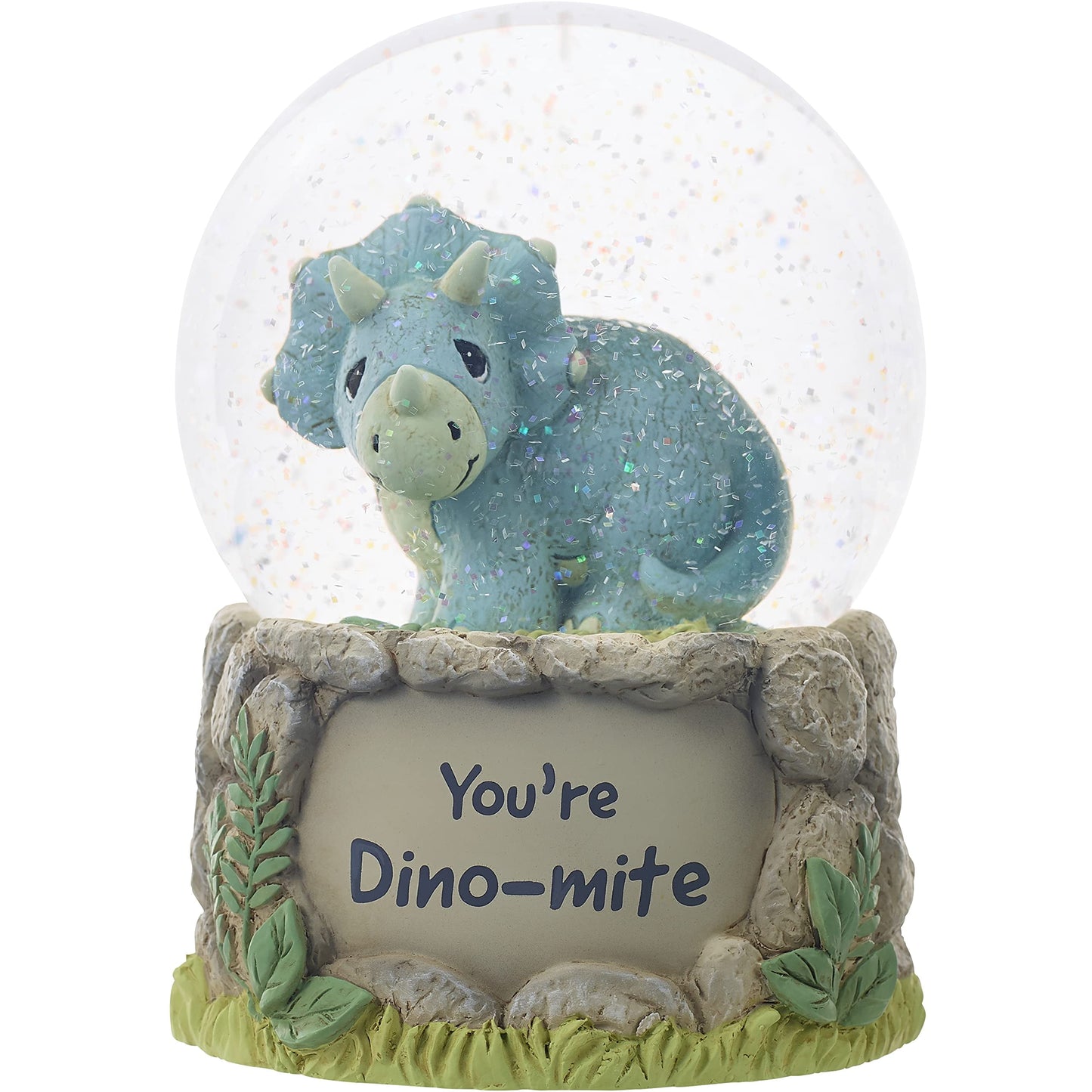 Precious Moments Hand-painted Resin Triceratops Dinosaur Musical (Plays Twinkle, Twinkle Little Star) Snow Globe