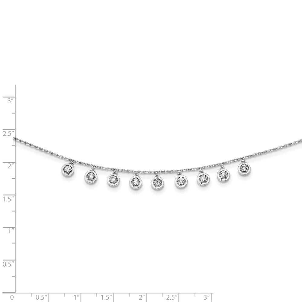 Sterling Shimmer Sterling Silver Rhodium-plated 18 inch 11 Stone 11 Station CZ Necklace 18 Inches
