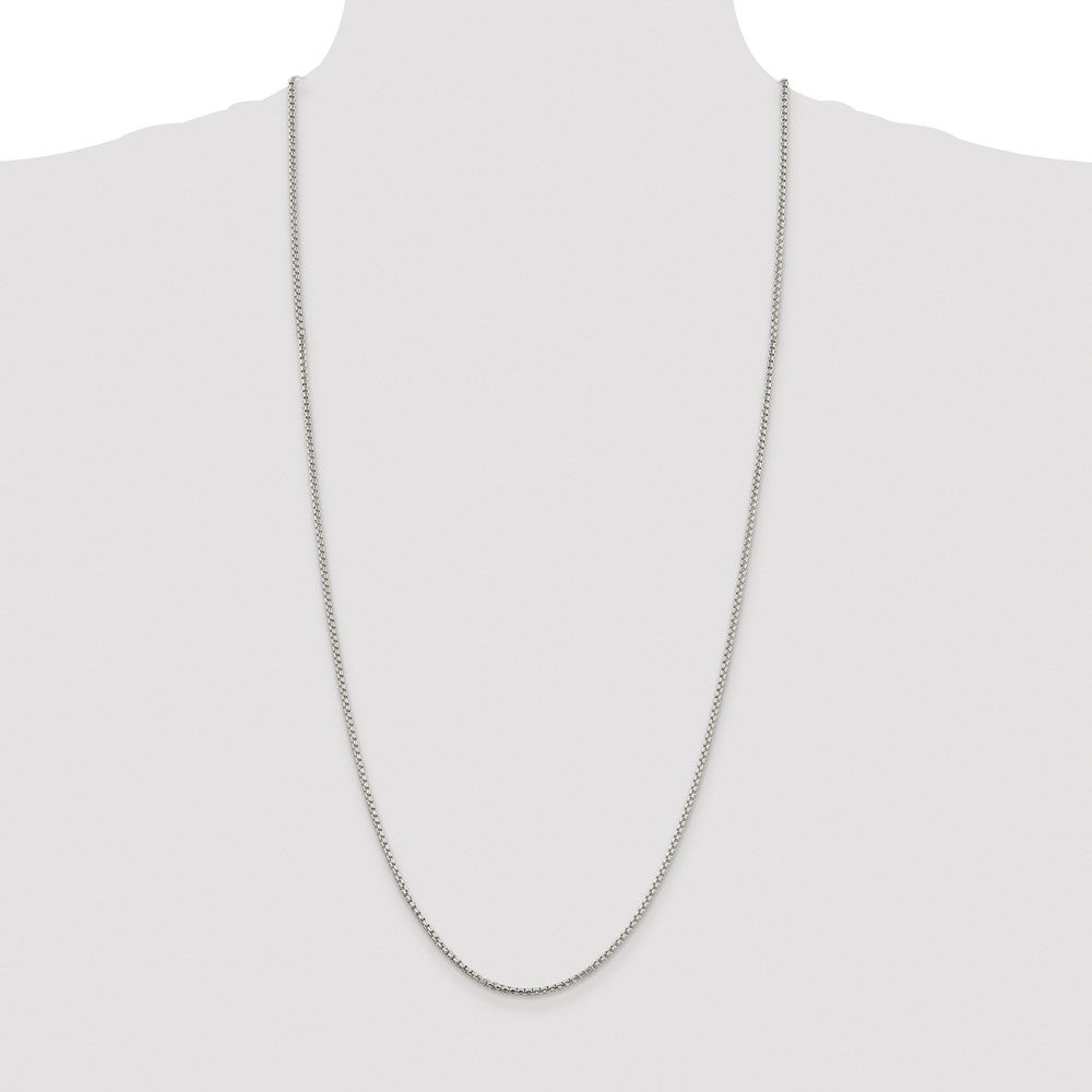 Sterling Silver Rhodium-plated 2mm Round Box Chain