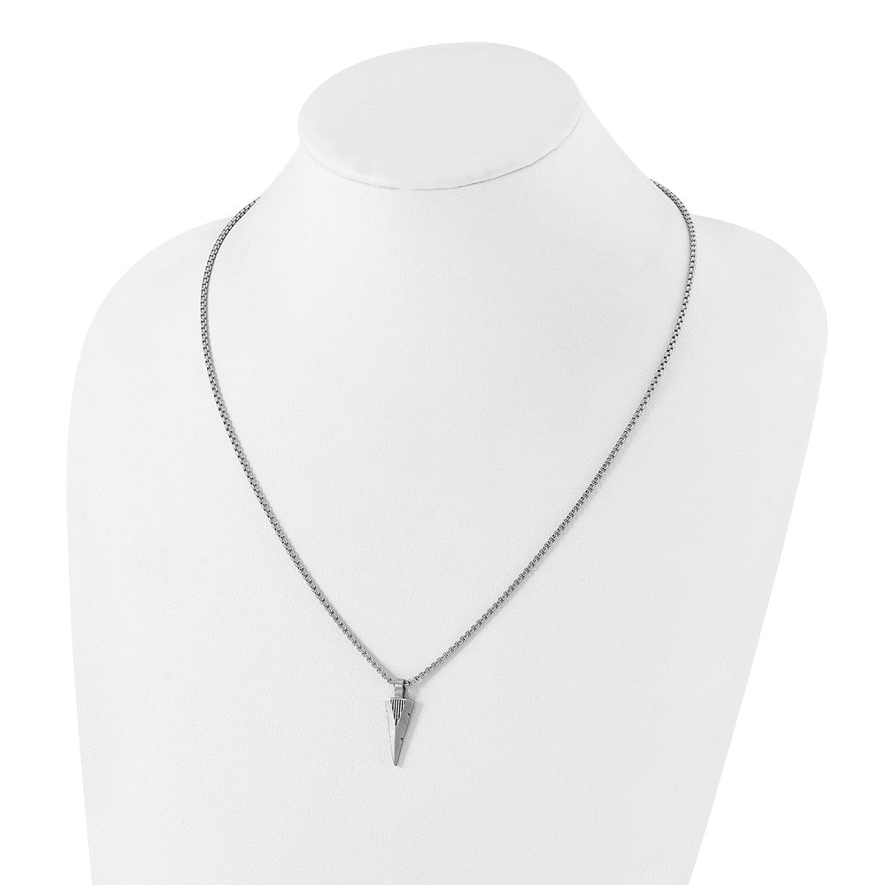 Stainless Steel Brushed Arrow Head 22in Necklace