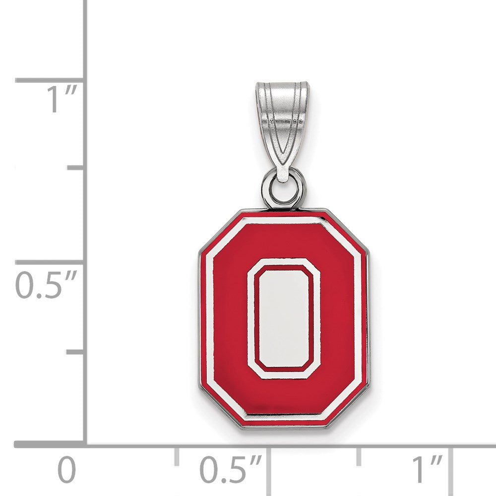 Sterling S. Rh-p LogoArt Ohio State University Medium Enamel Necklace