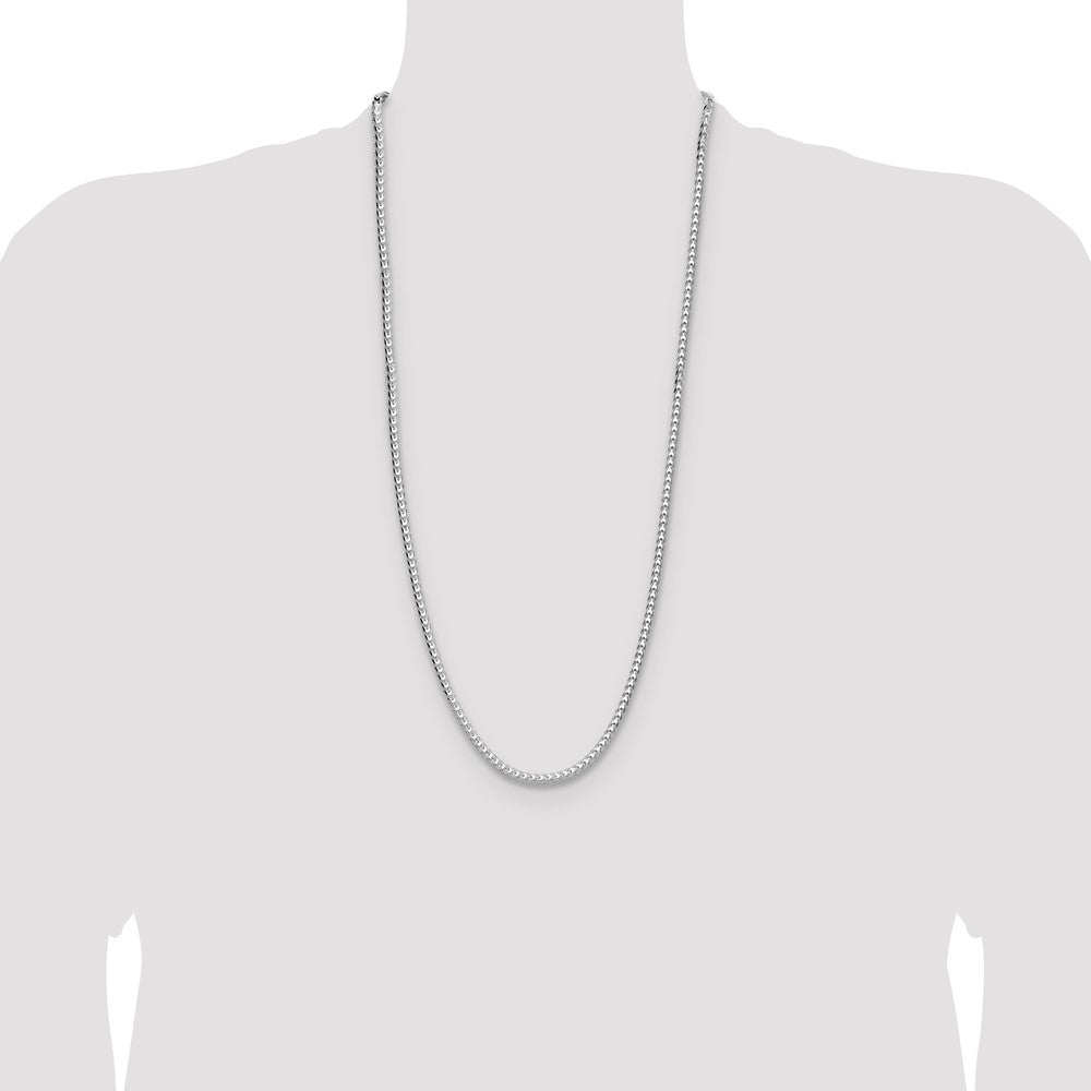 Sterling Silver Rhodium-plated 4.0mm D/C Square Franco Chain
