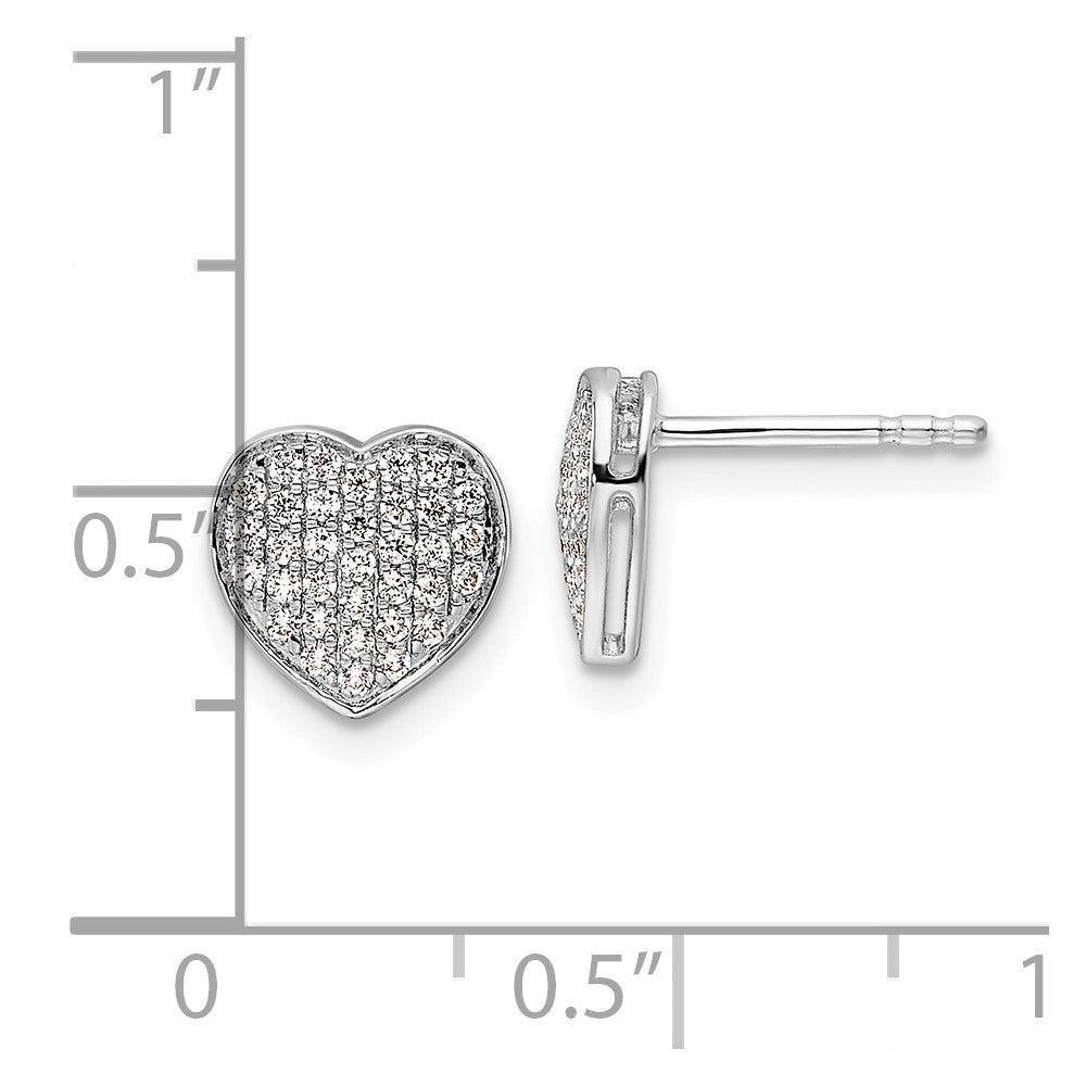 14k White Gold Diamond Heart Post Earrings