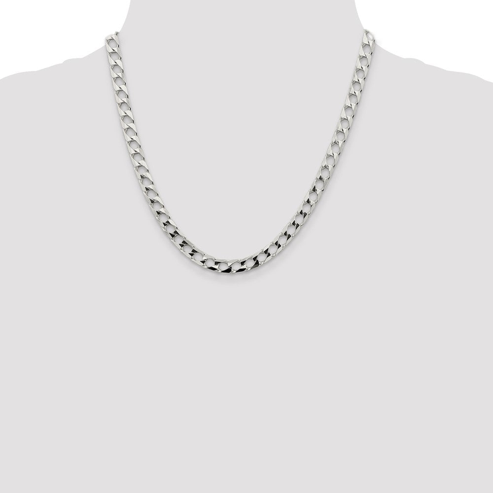 Sterling Silver 6.25mm D/C Square Curb Chain 20 Inches