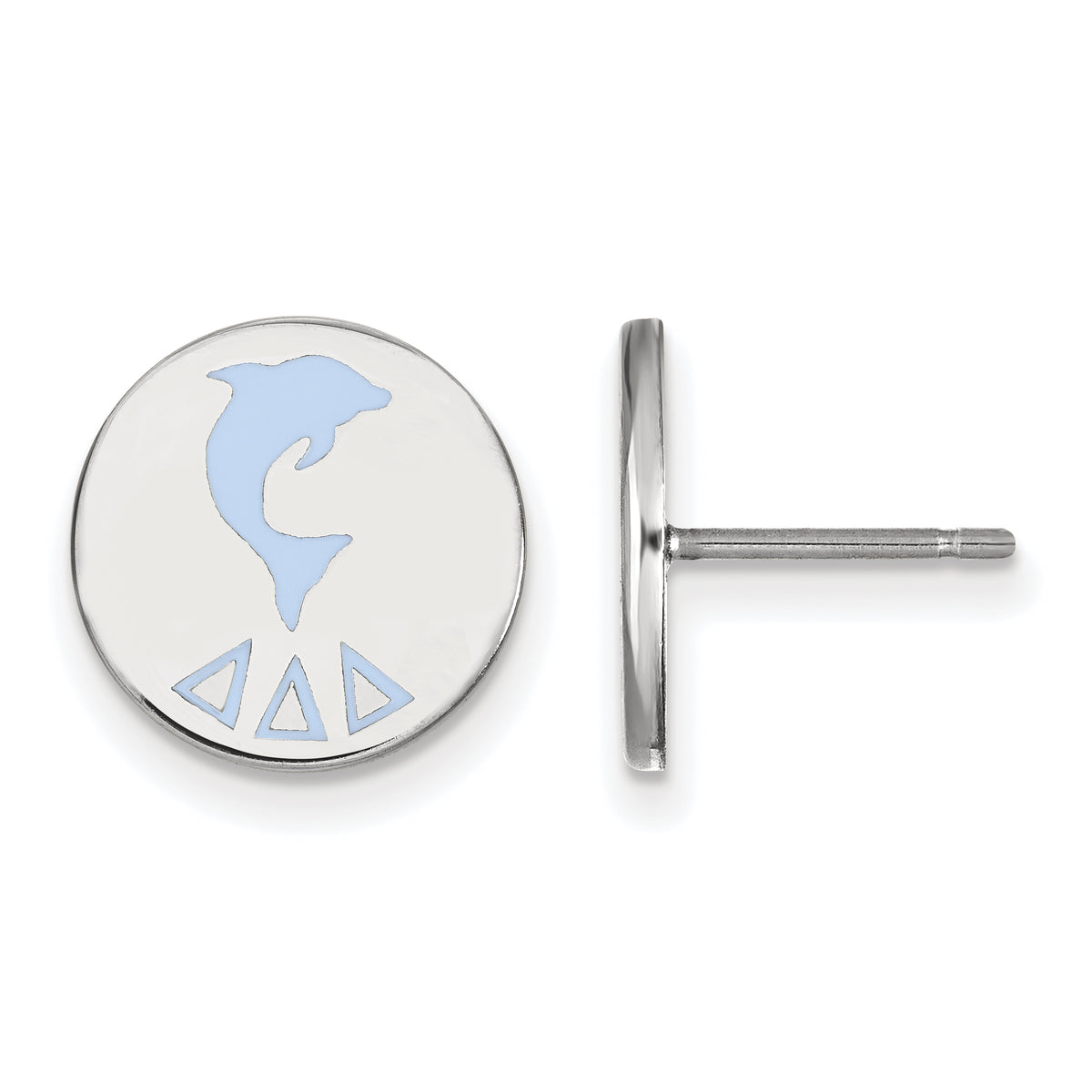Sterling Silver Official Licensed Greek Sororities Delta Delta Delta (???) Enameled Post Earrings