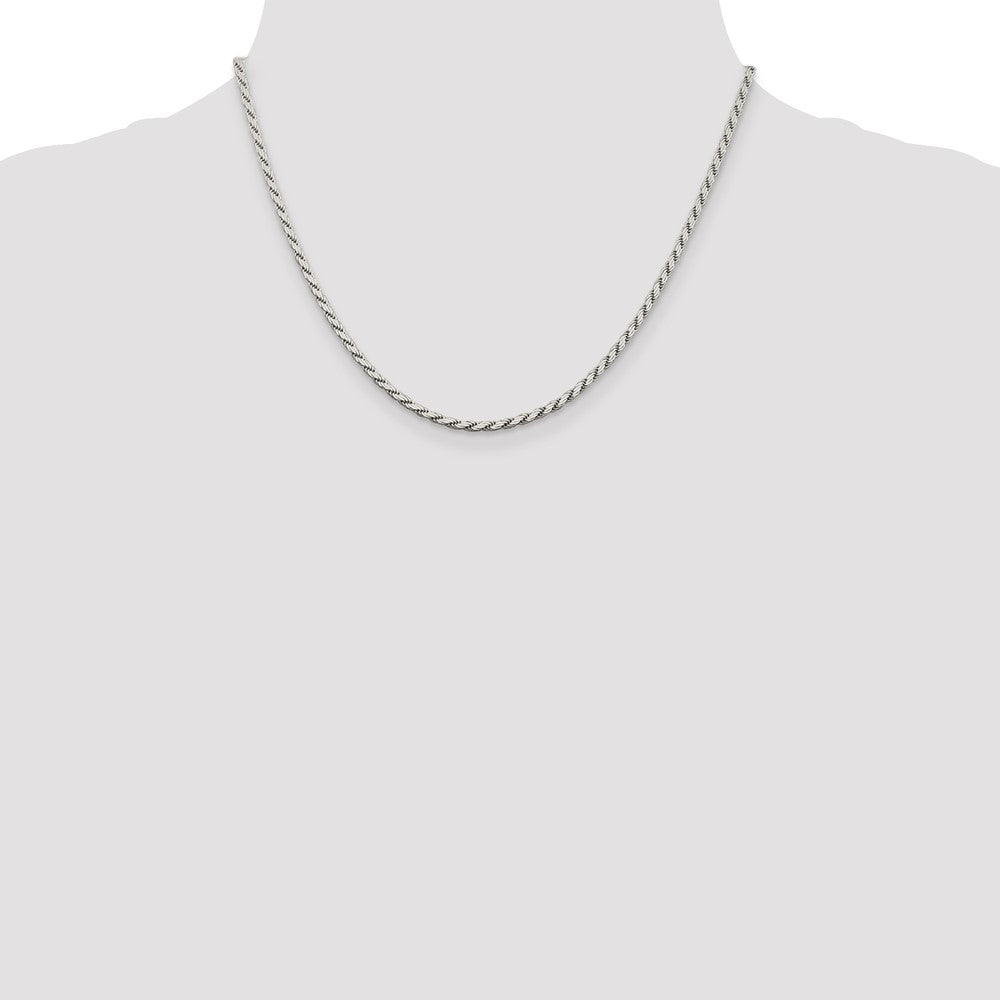 Sterling Silver 2.5mm Flat Rope Chain 18 Inches