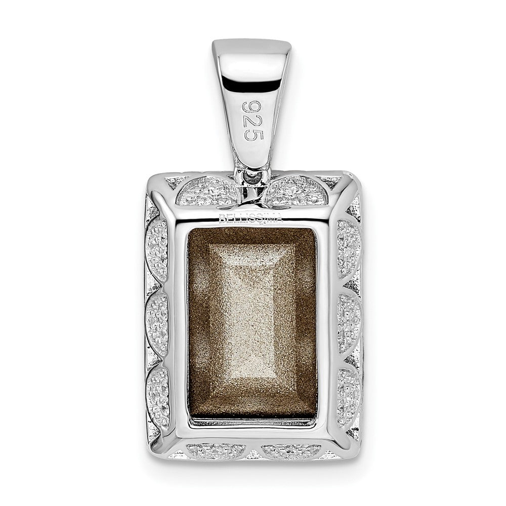 Sterling Silver Rhodium-plated CZ & Purple Crystal Pendant