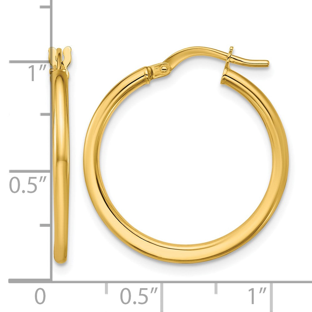 10K Polished Round Hoop Earrings