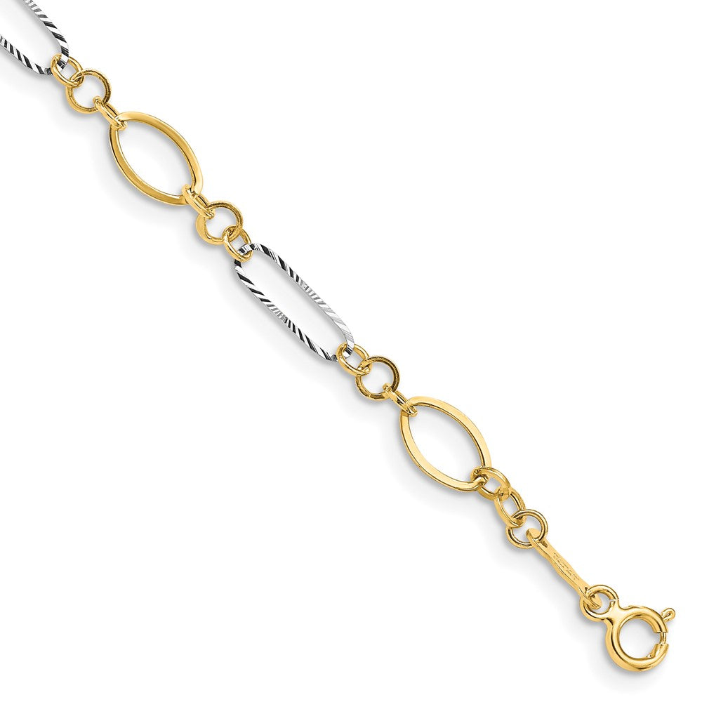 14k Two-tone Oval Link Bracelet 7.5 inches