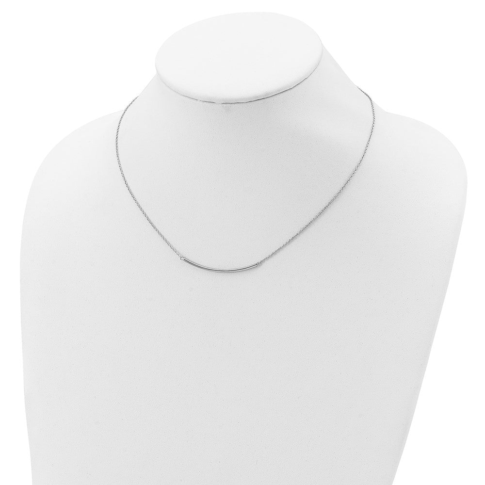 Sterling Silver Rhodium-plated Polished w/1 inch ext. Bar Necklace 16 Inches