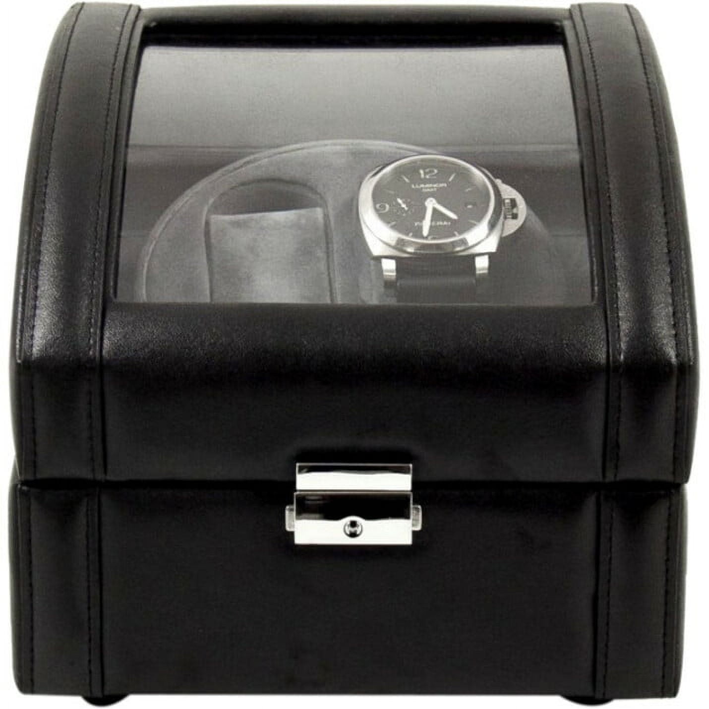 Leather Two Watch Winder - Black Leather - 7.5W x 6.5H in.