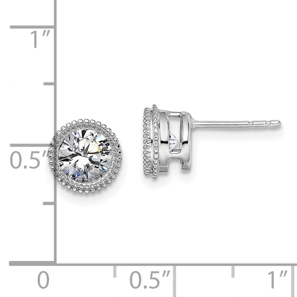 14k White Gold Round Beaded Bezel G H I True Light Moissanite Earrings