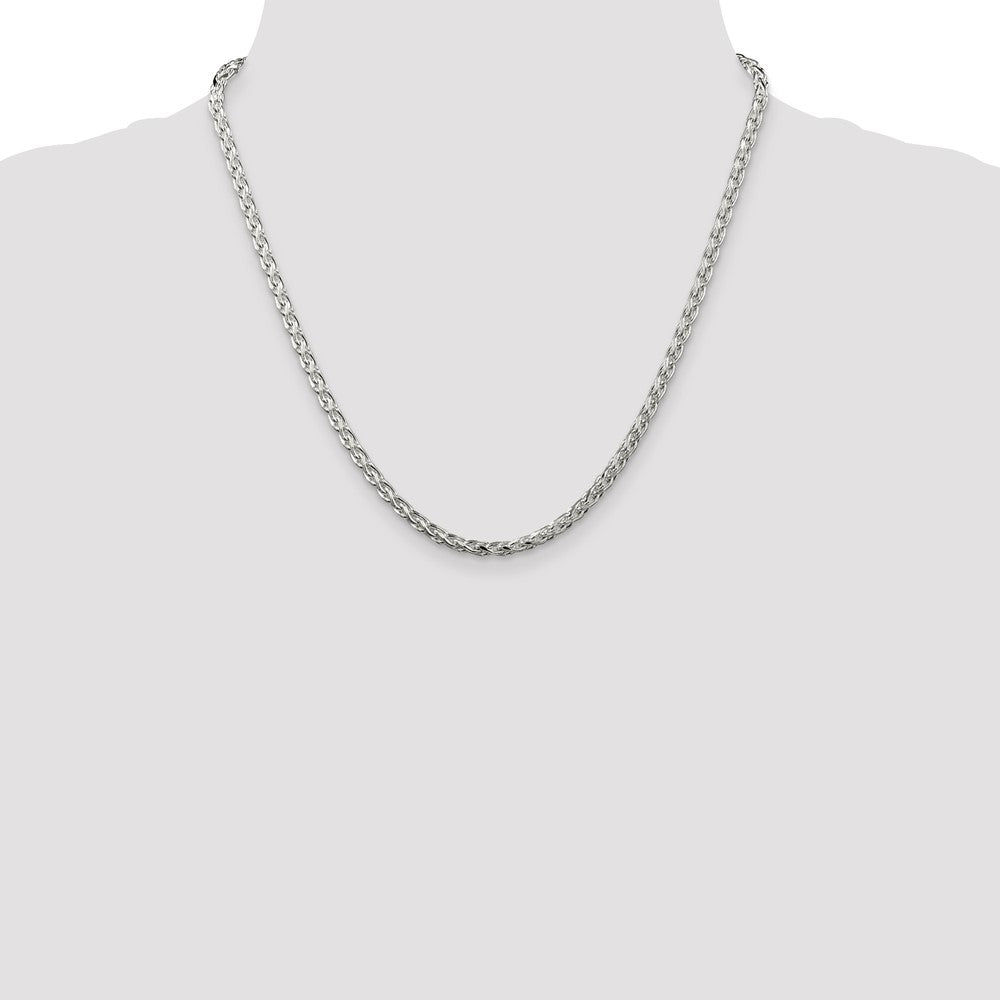 Sterling Silver 3.5mm Diamond-cut Round Spiga Chain 20 Inches
