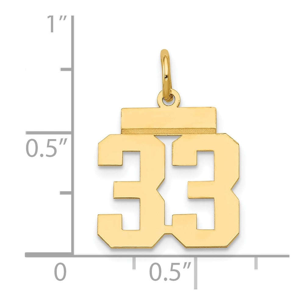 14k Small Polished Number 33 Charm