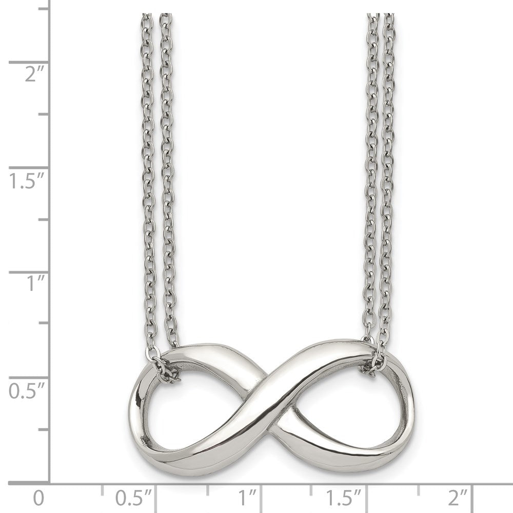 Stainless Steel Polished Two Strand Infinity 18in Necklace