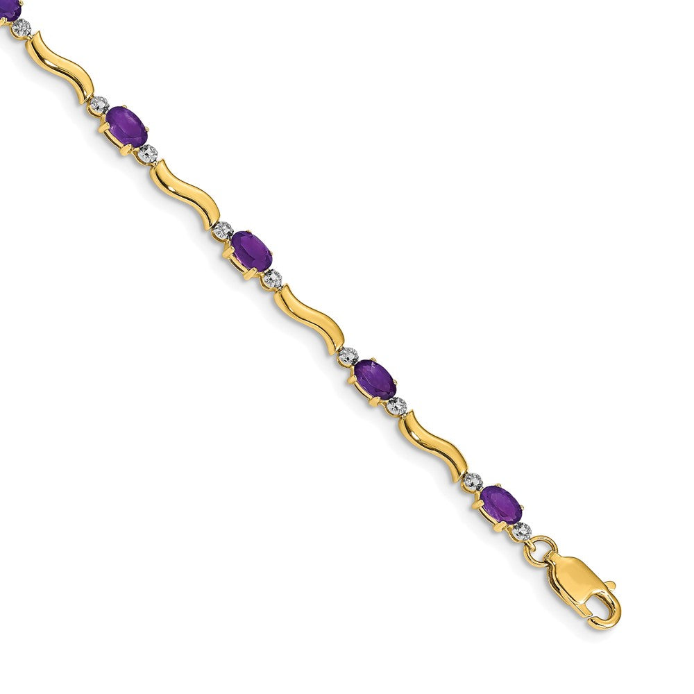 14k Diamond and Amethyst Bracelet 7 inches