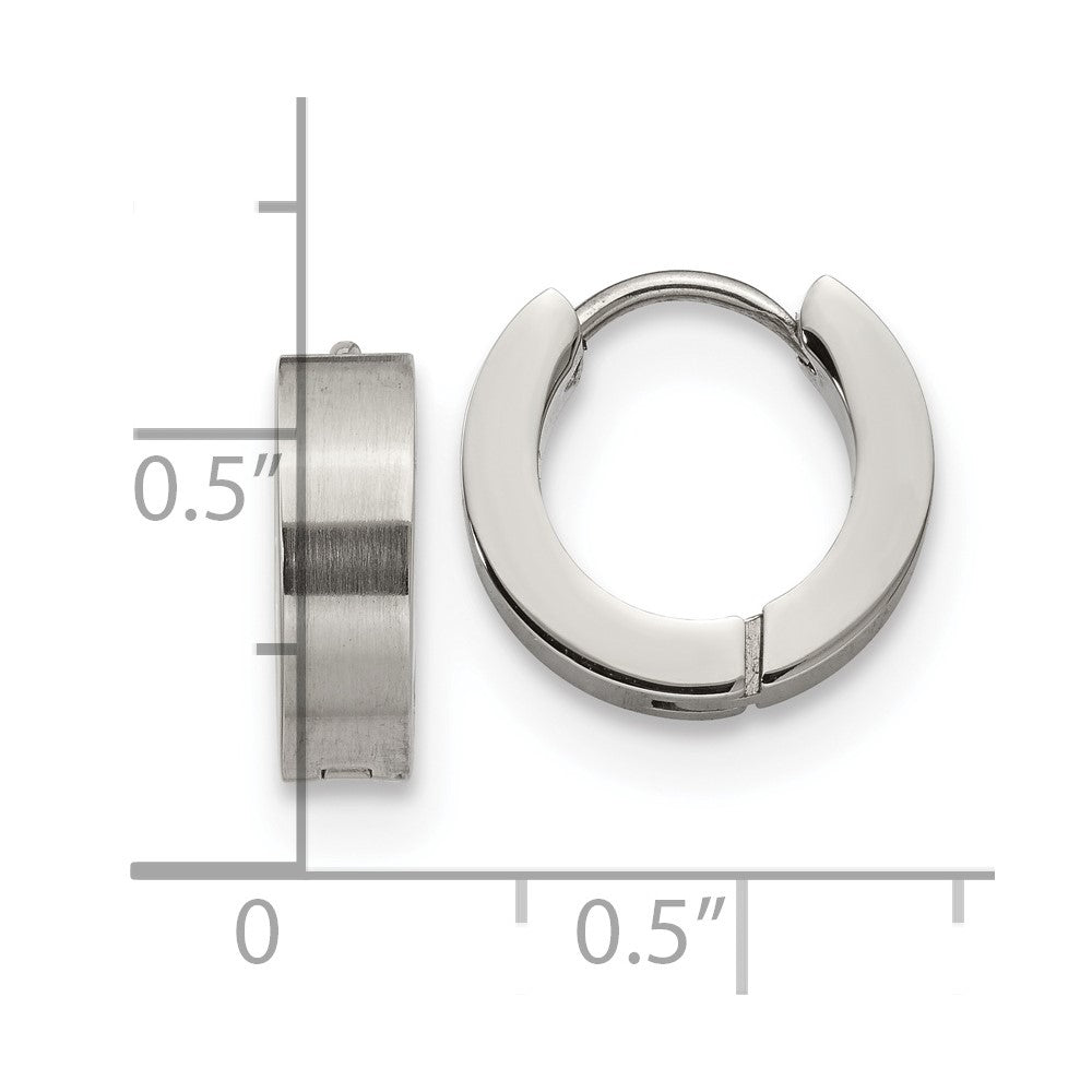 Stainless Steel Brushed and Polished 4mm Hinged Hoop Earrings