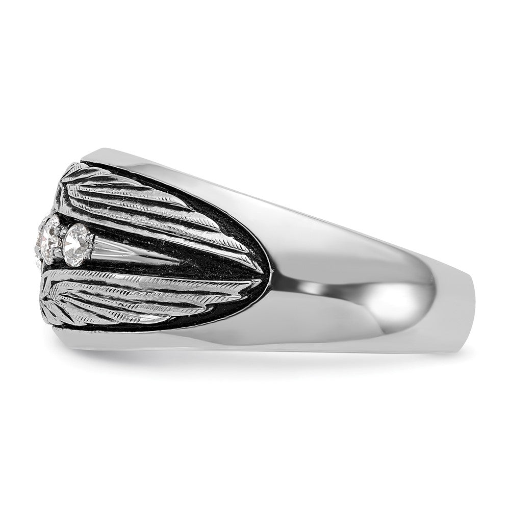 IBGoodman 14k White Gold Men's Polished and Textured 5-Stone Ring Mounting
