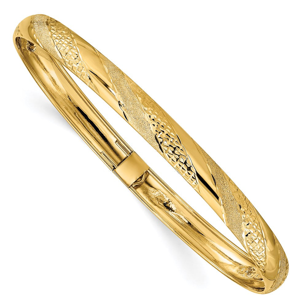 14k Twisted Diamond-cut Flexible Bangle 7.5 inches