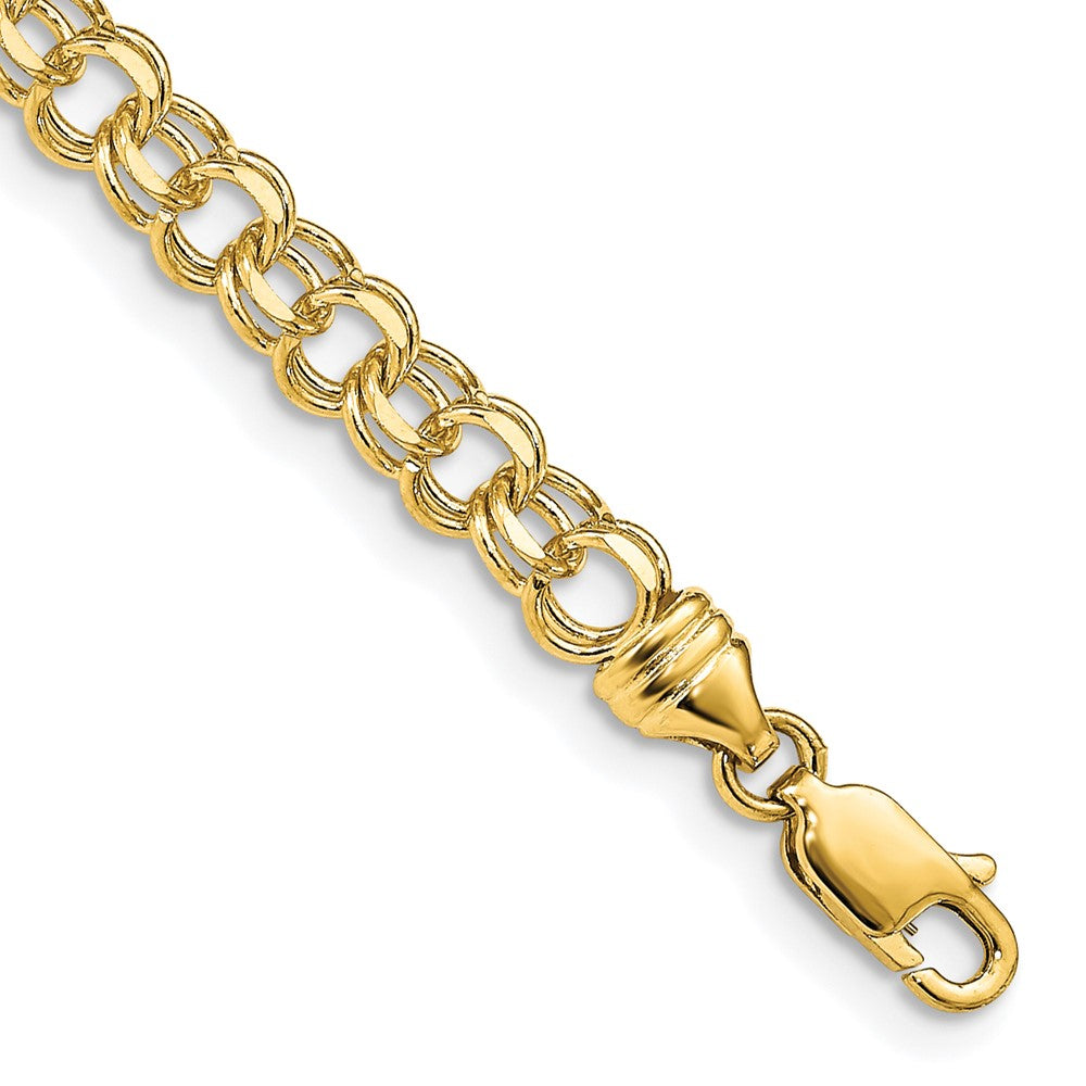 14k 8in 4.75mm Solid Double Link Charm Bracelet 8 inches