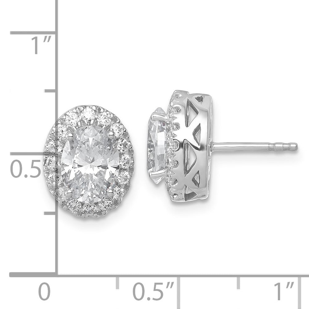 14K White Gold 2 1/2 Carat Certified Lab Grown Diamond VS/SI+ G+ Oval Complete Halo Post Earrings