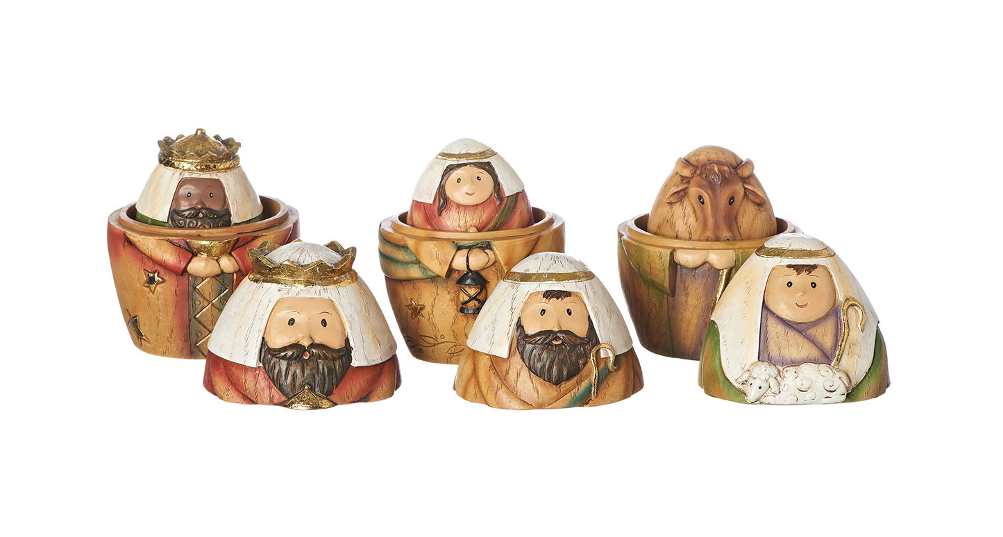 Holy Family Three Kings and Shepherd Christmas Nativity Nesting Dolls Set of 9