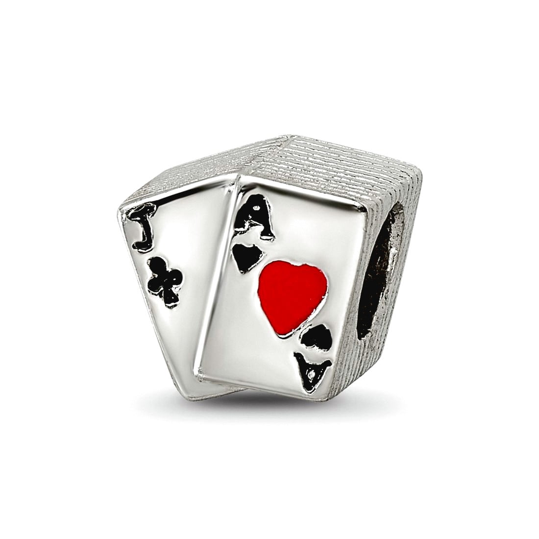925 Sterling Silver Polished Artisan Oxidized Reflections Enameled Blackjack Bead Charm 7.27x8.18mm Wide Pendant Necklac