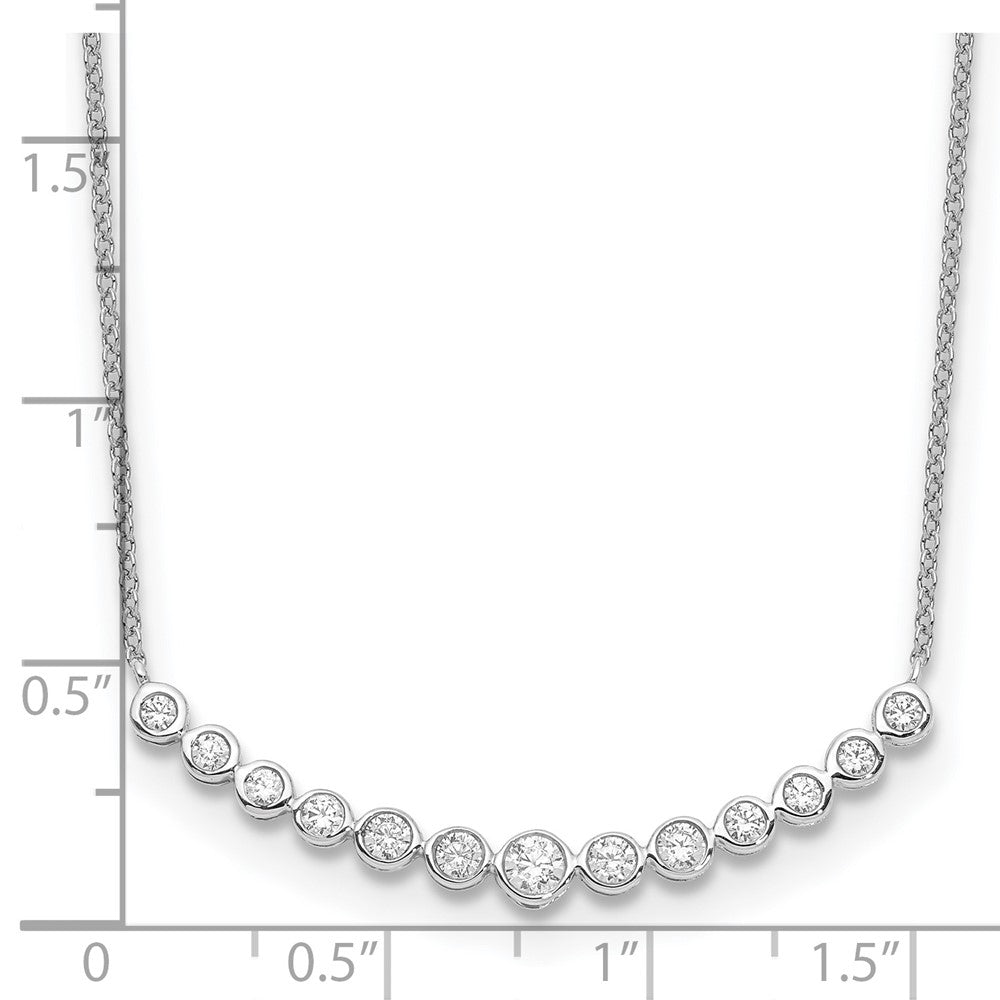 True Origin 14K White Gold 1/2 carat Lab Grown Diamond VS D E F 18 inch Graduated Curved Bar Necklace