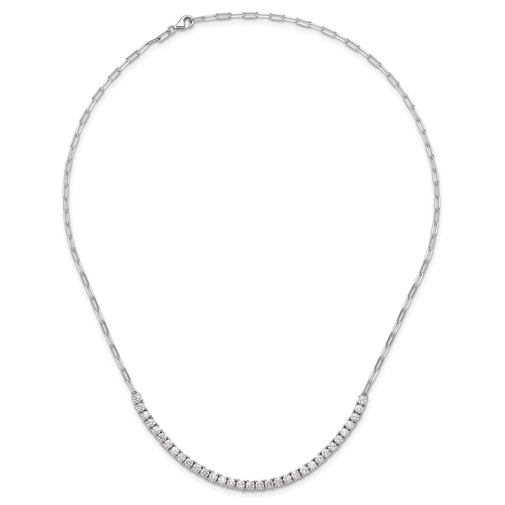 Sterling Shimmer Sterling Silver Rhodium-plated CZ 33 Stone 16 inch with 2 inch extender Paperclip Link Necklace 16 Inches