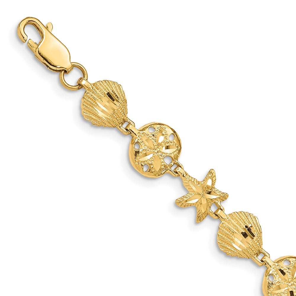 14K Sea Life Bracelet 7 inches