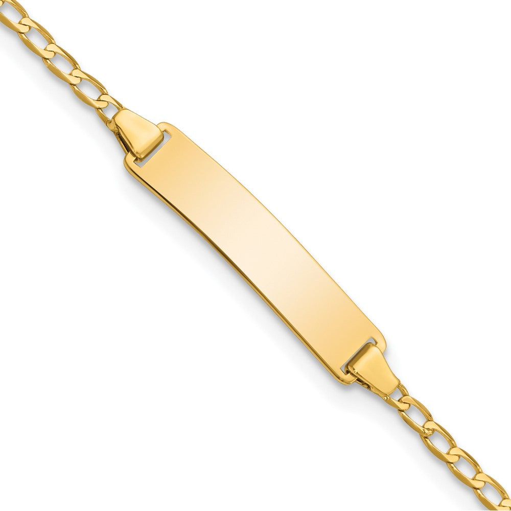 14k Flat Curb Link ID Bracelet 6 inches