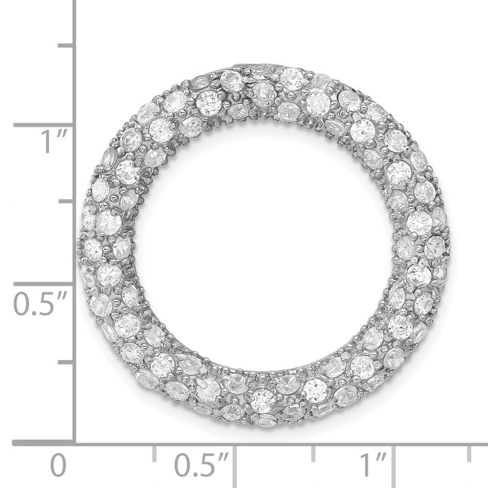 Sterling Silver CZ Circle Chain Slide Pendant