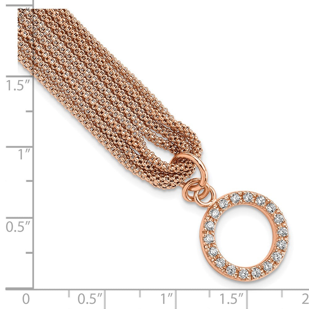 Sterling Silver Rose-tone Multi-strand CZ Toggle Bracelet